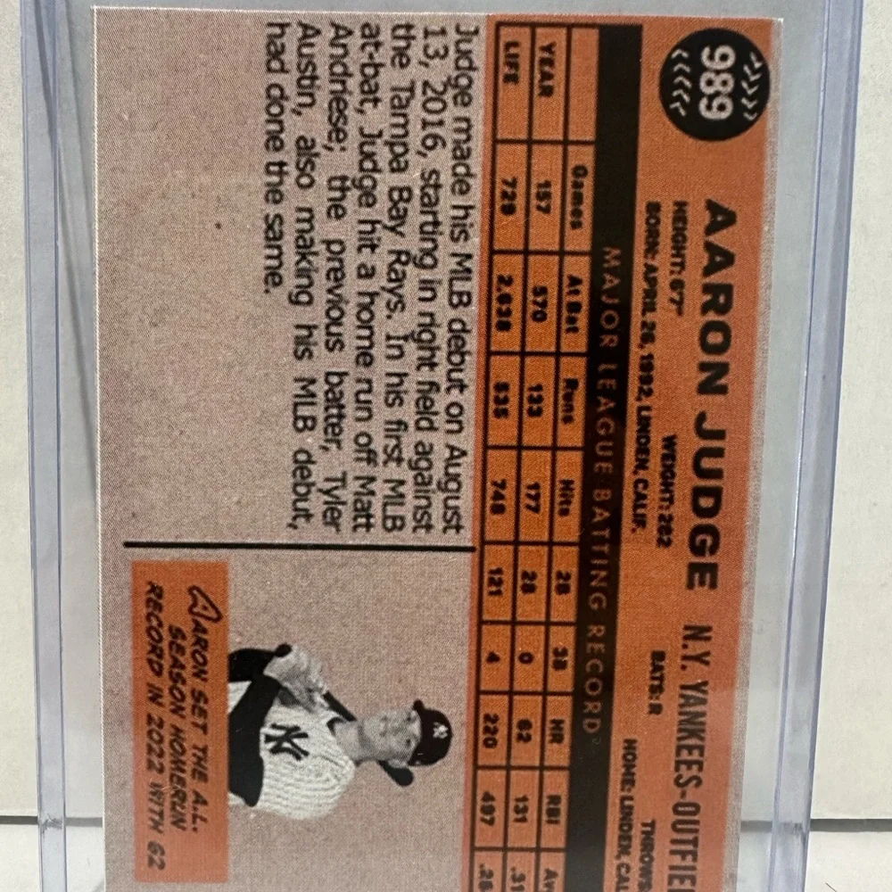Aaron Judge High School Rookie Card. Linden Lions. Fan Art. Novelty.